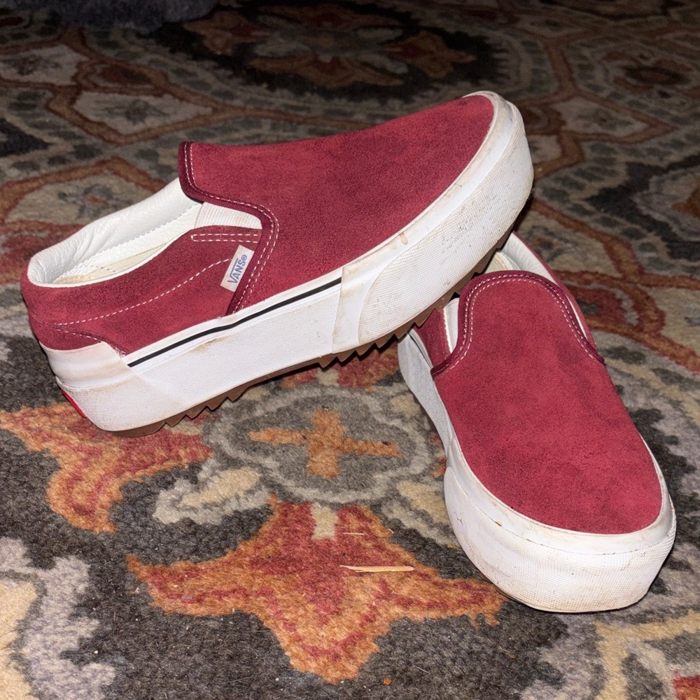 Vans women’s Burgundy Slip-On Sneakers - Picture 2 of 5